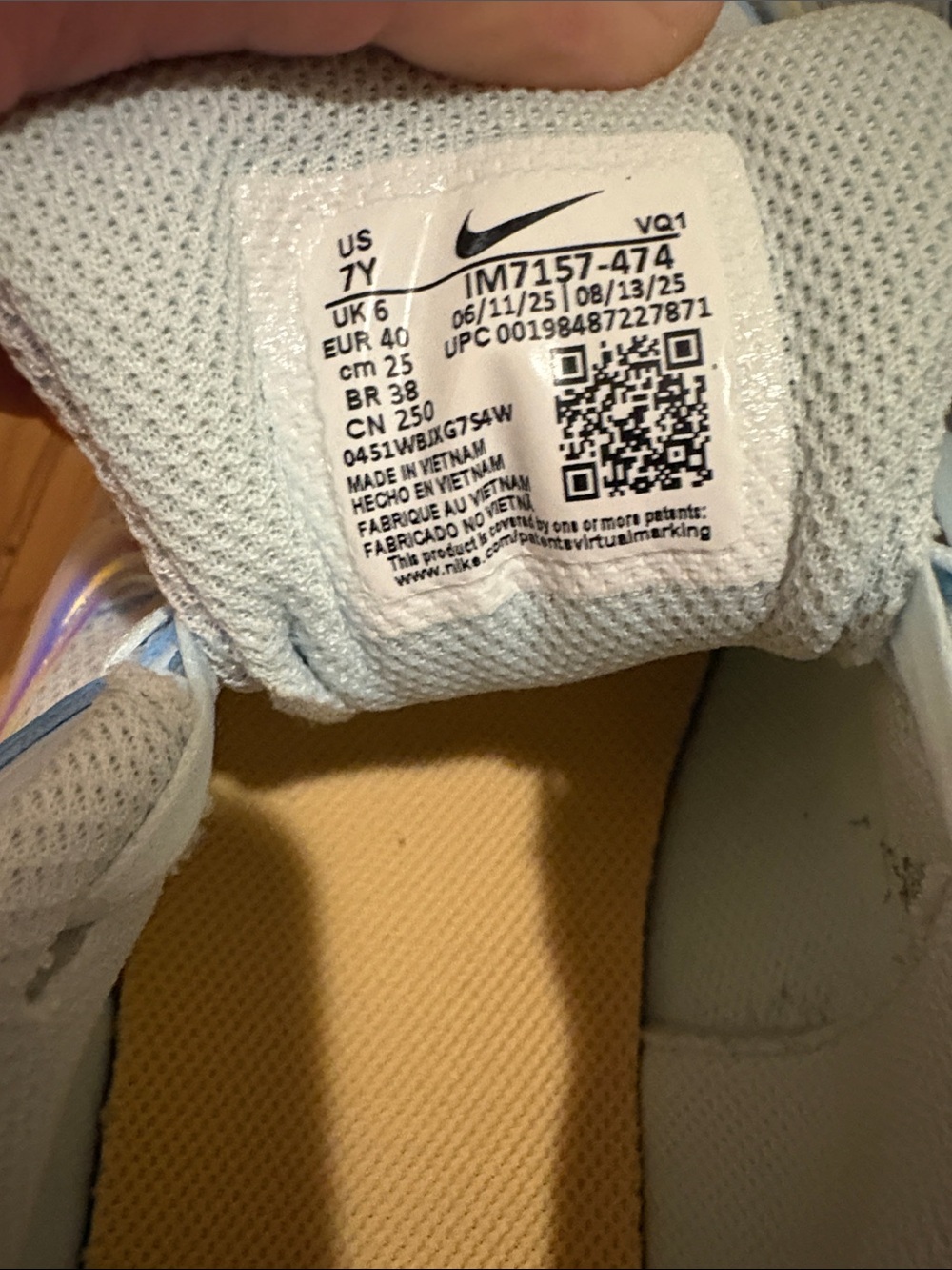 Nike Kids Light Blue Sneakers with Orange Swoosh - Picture 5 of 5